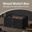 Wood Watch Box – Solid Wood – Rustic Walnut – 2-Tier Design with Glass Lid and 8 Slots