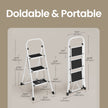 3 Step Ladder – Heavy Duty Steel – Folding and Portable – Anti-Slip Mat, Max Load Capacity 150 kg
