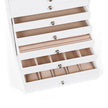Jewellery Box – Faux Leather – White – Extra Large 10-Layer Storage with Drawer