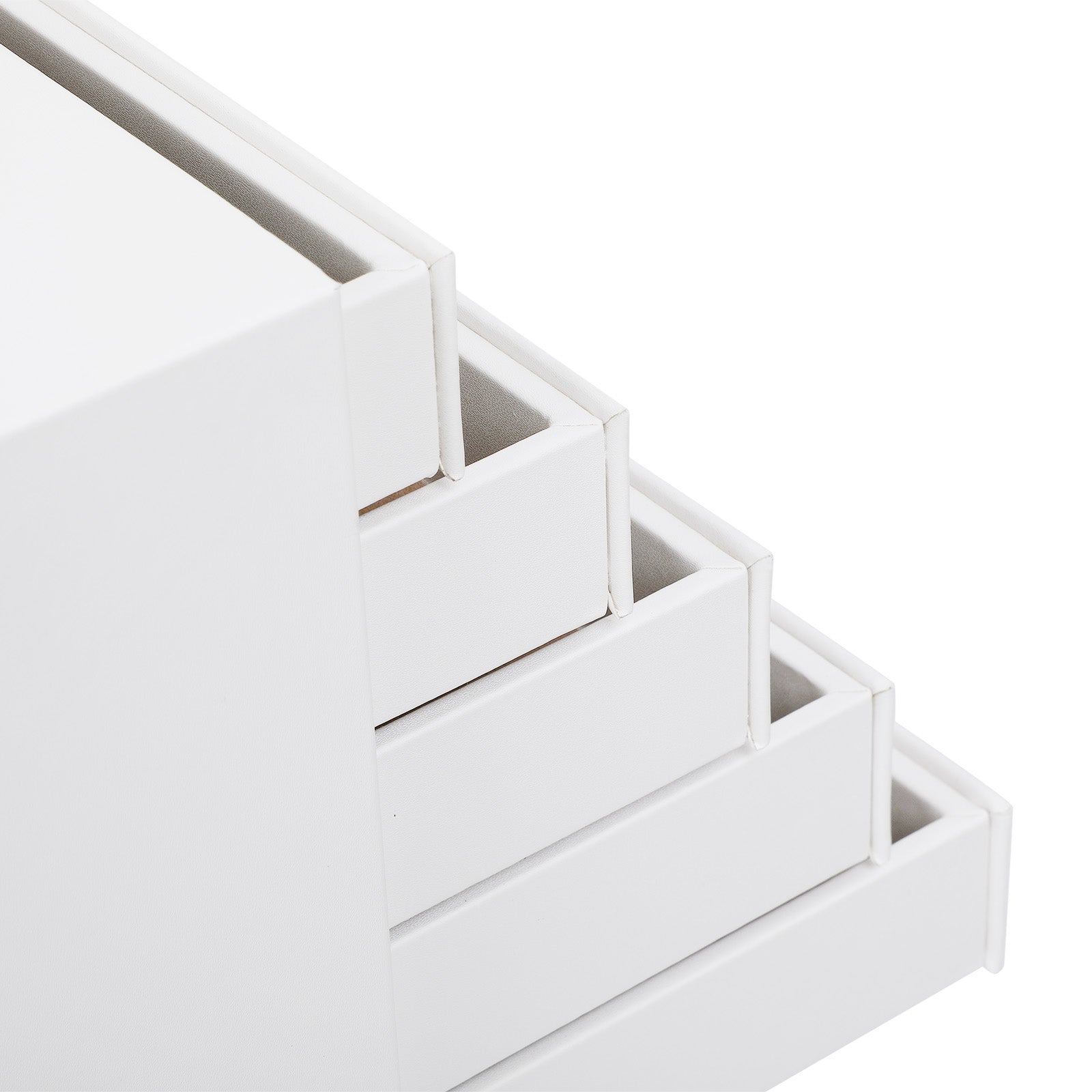 Jewellery Box – Faux Leather – White – Extra Large 10-Layer Storage with Drawer