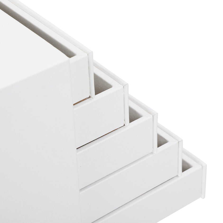 Jewellery Box – Faux Leather – White – Extra Large 10-Layer Storage with Drawer