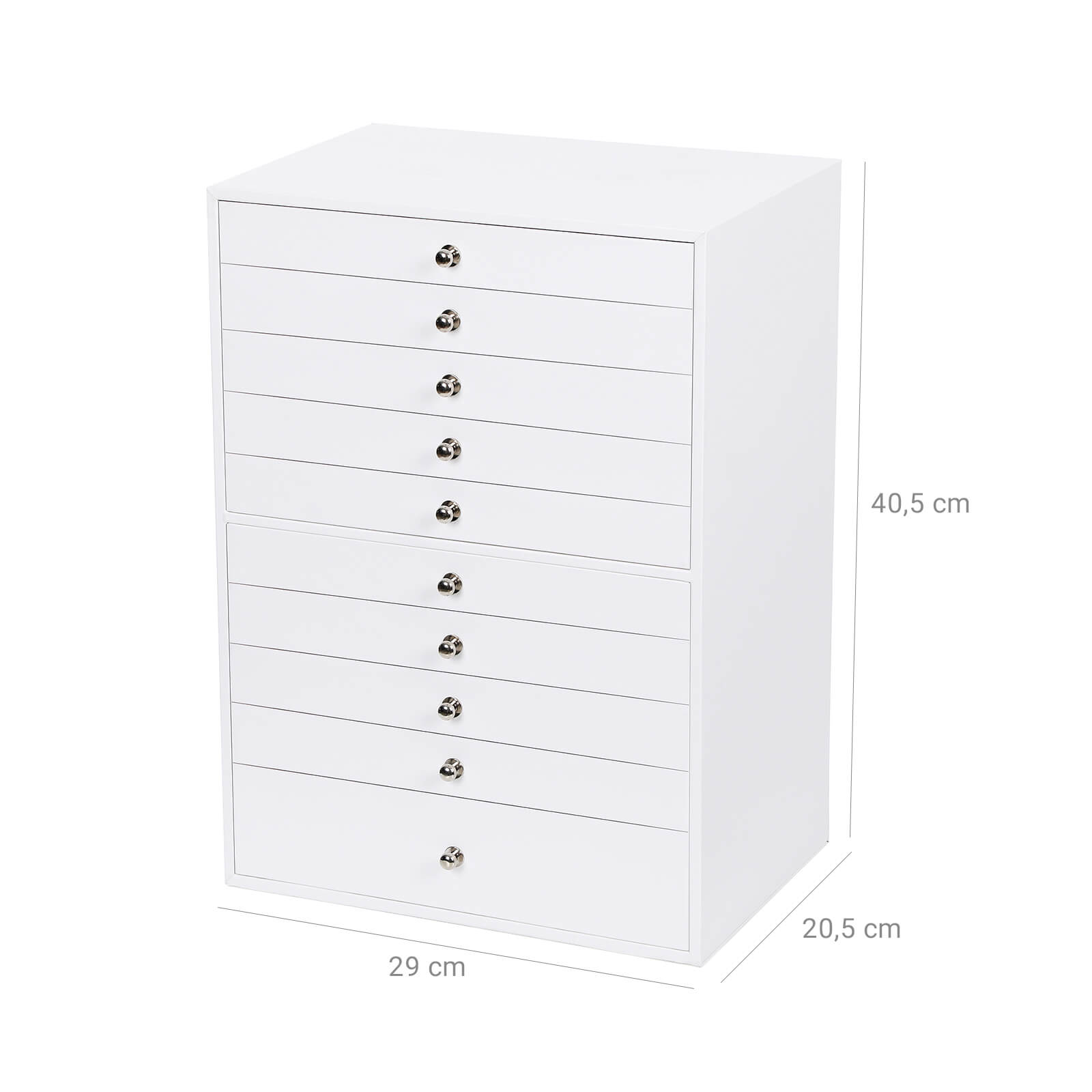 Jewellery Box – Faux Leather – White – Extra Large 10-Layer Storage with Drawer