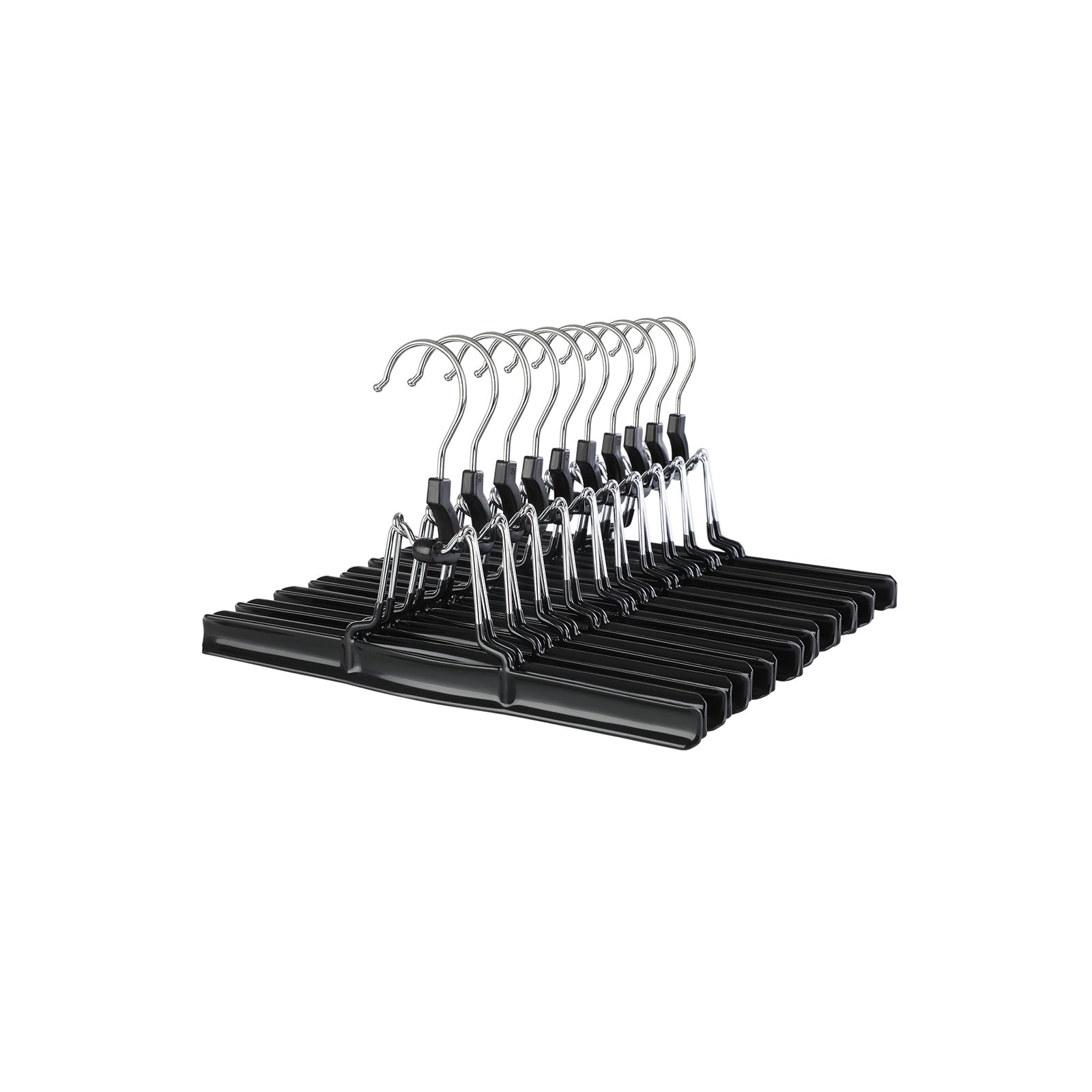Skirt Hangers – Metal – Black – 360 Degree Swivel Hook, 10 Pack