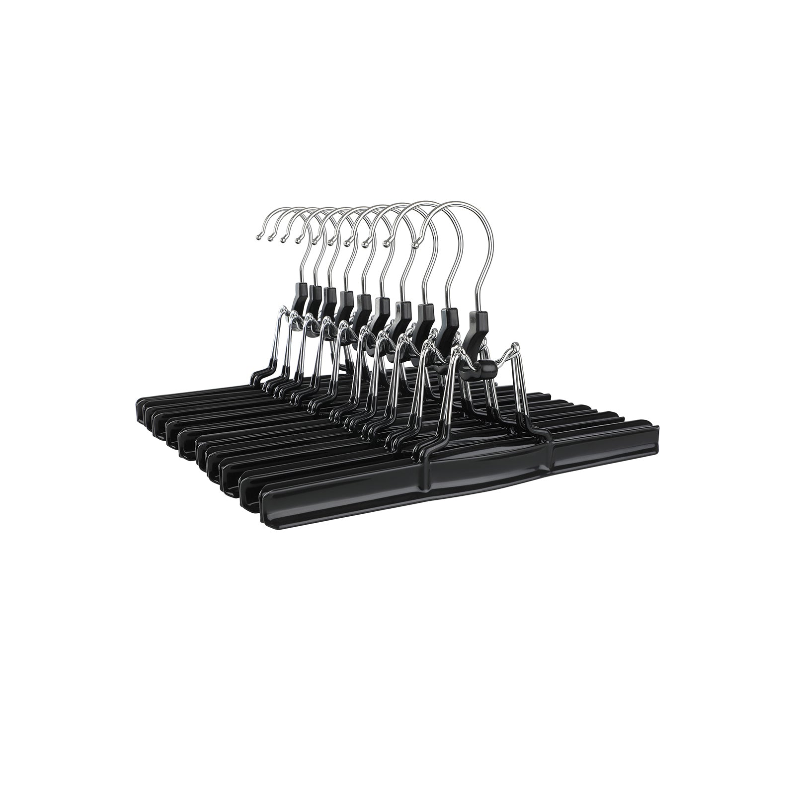 Skirt Hangers – Metal – Black – 360 Degree Swivel Hook, 10 Pack