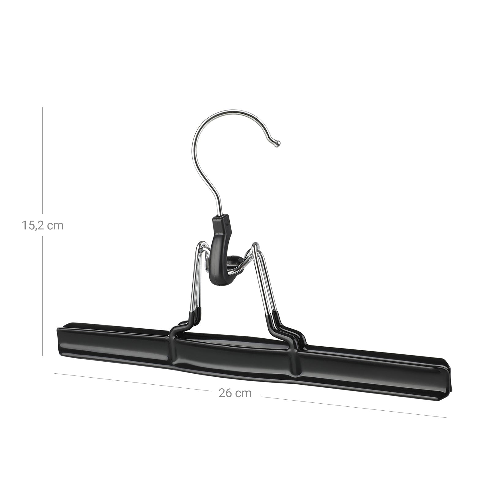 Skirt Hangers – Metal – Black – 360 Degree Swivel Hook, 10 Pack