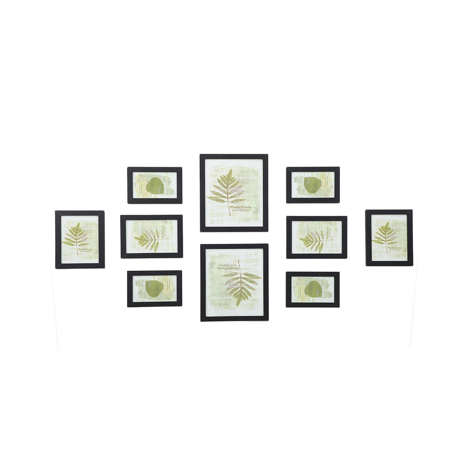 Picture Frame Set – Rigid Plastic – Black – 10 Pieces in Various Sizes