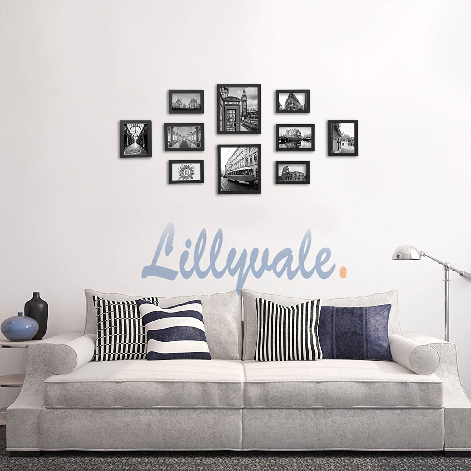 Picture Frame Set – Rigid Plastic – Black – 10 Pieces in Various Sizes