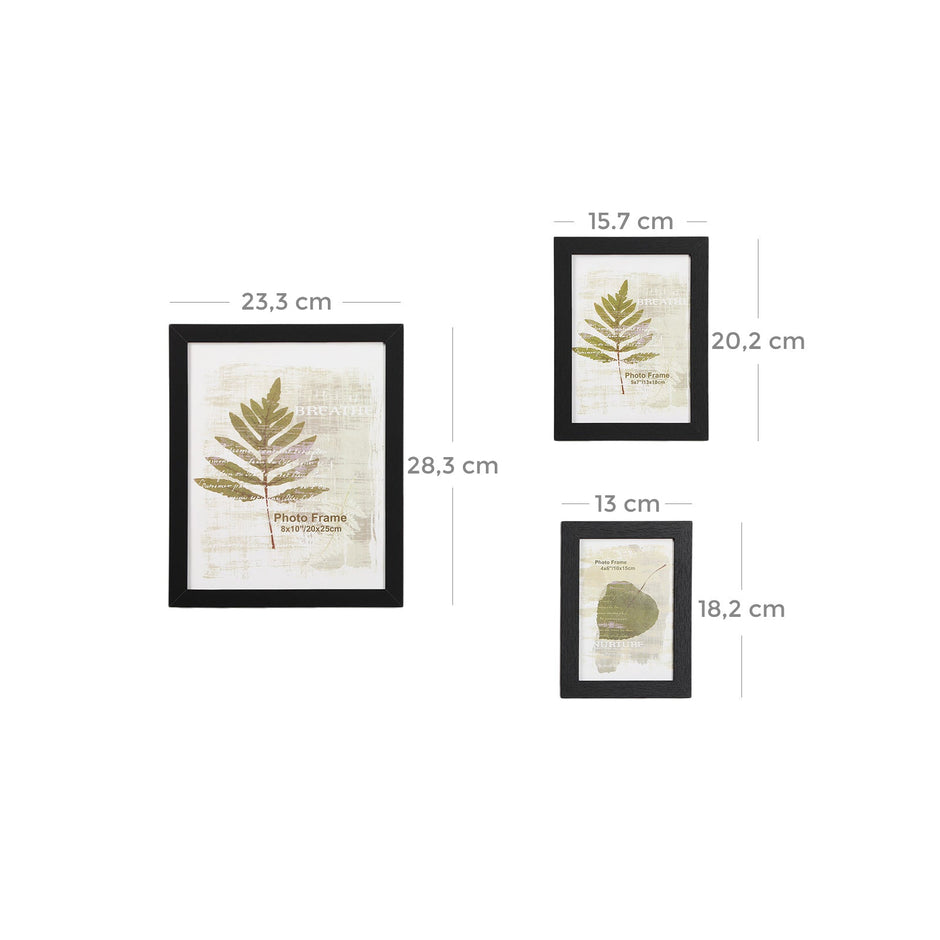 Picture Frame Set – Rigid Plastic – Black – 10 Pieces in Various Sizes