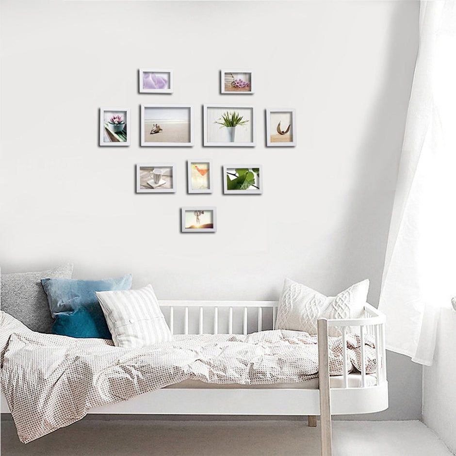 Picture Frame Set – Rigid Plastic – Black – 10 Pieces in Various Sizes
