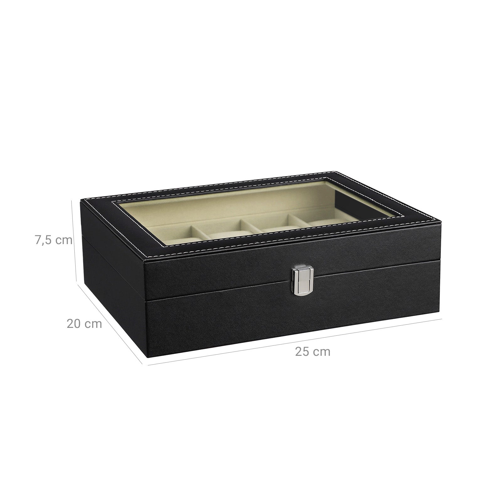 Watch Box – Glass – Multiple Colors – Lockable 10-Slot Display Case