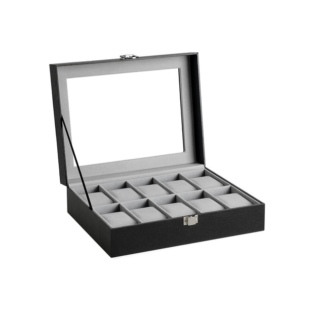 Watch Box – Glass – Multiple Colors – Lockable 10-Slot Display Case