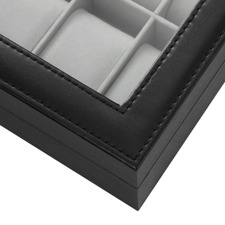 Watch Box – Glass – Multiple Colors – Lockable 10-Slot Display Case