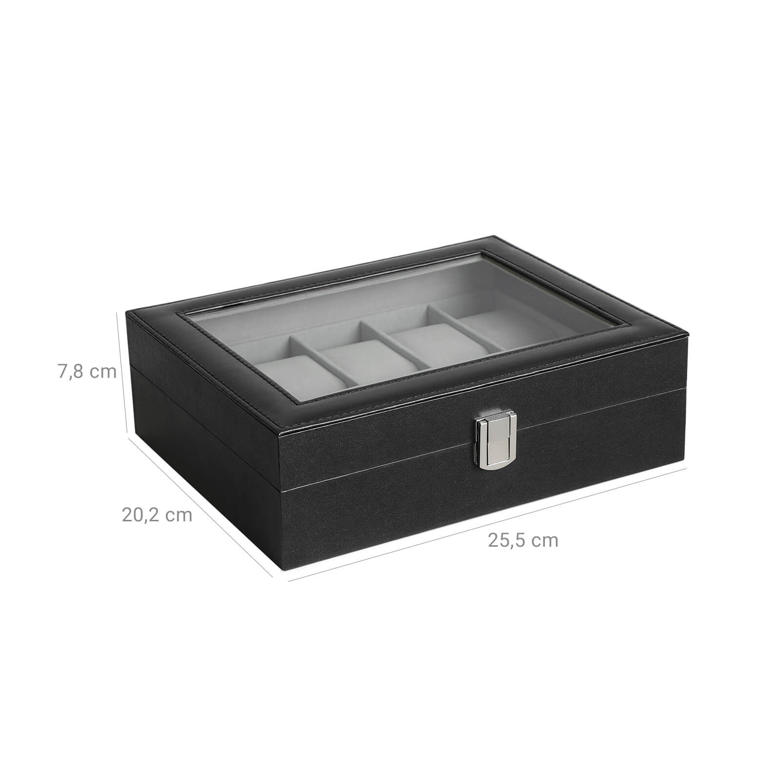 Watch Box – Glass – Multiple Colors – Lockable 10-Slot Display Case