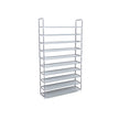 10-Tier Shoe Rack – Fabric – Grey – Holds Up to 50 Pairs of Shoes