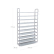 10-Tier Shoe Rack – Fabric – Grey – Holds Up to 50 Pairs of Shoes