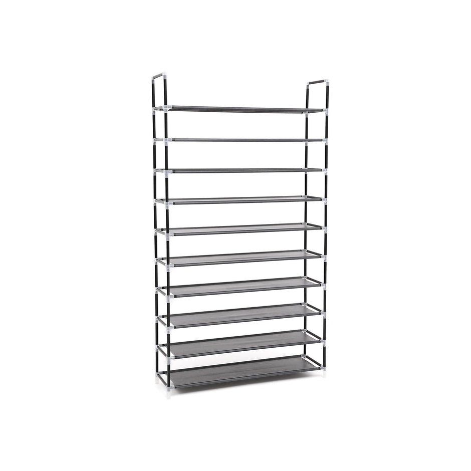 10-Tier Shoe Rack – Non-Woven Fabric – Black – Holds Up to 50 Pairs