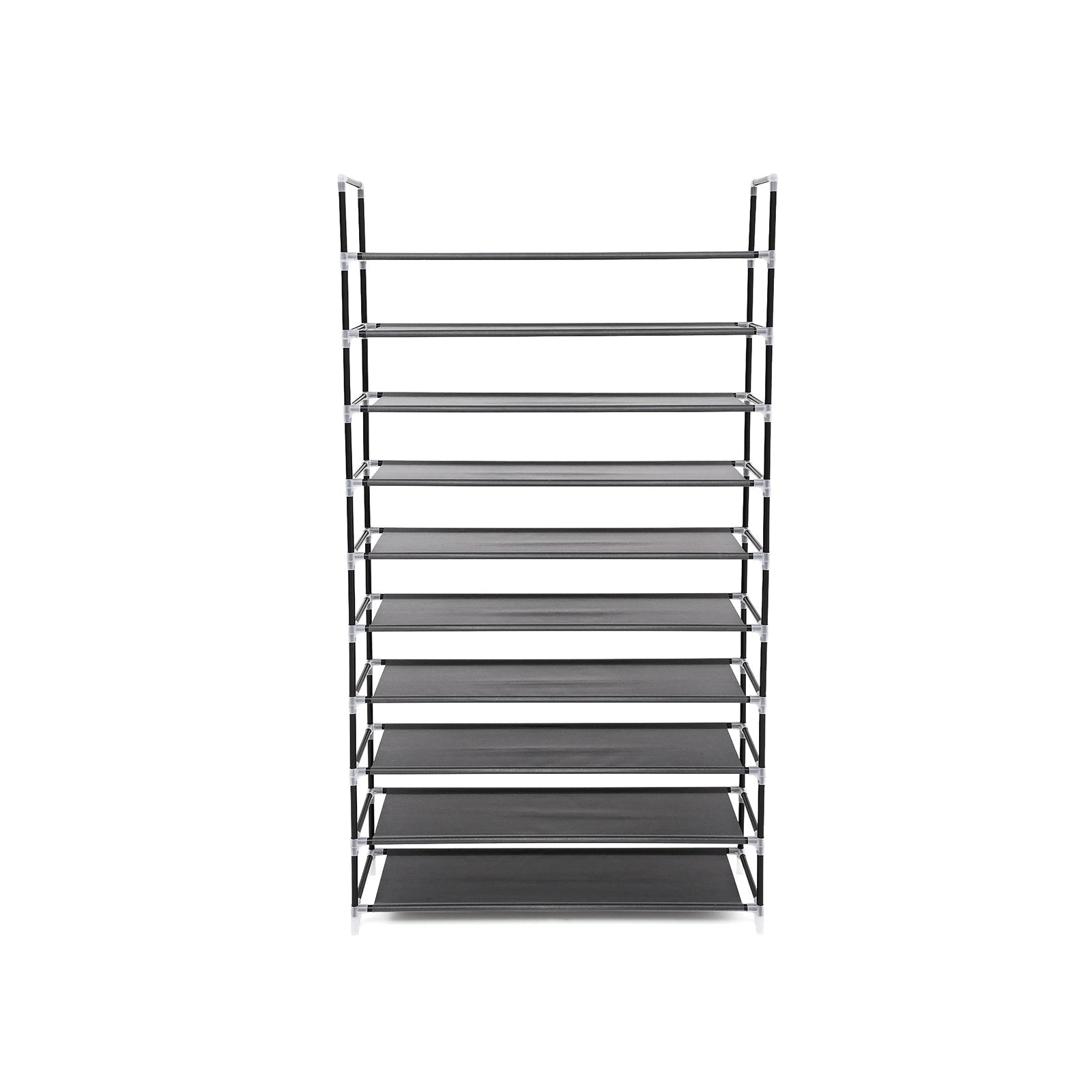 10-Tier Shoe Rack – Non-Woven Fabric – Black – Holds Up to 50 Pairs