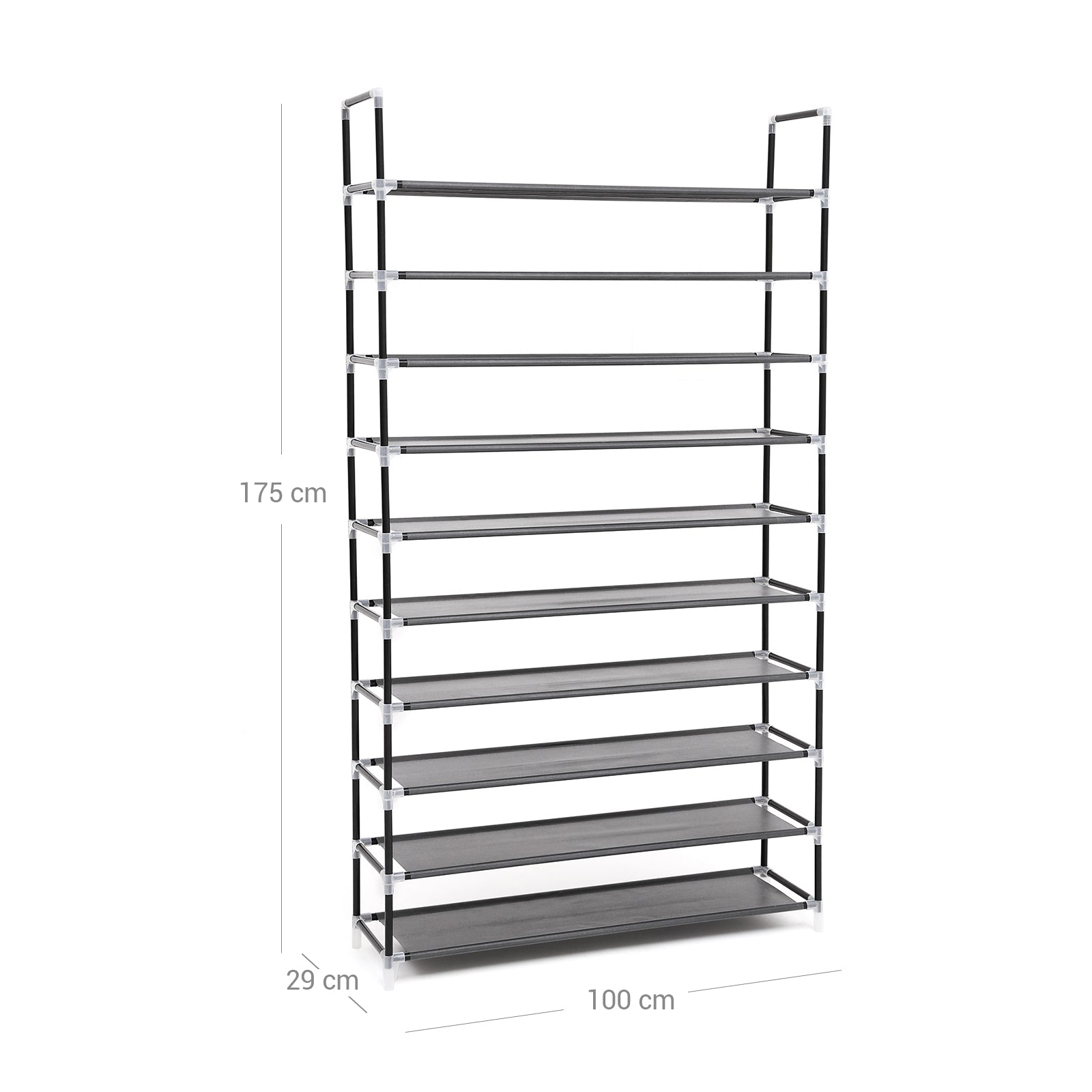 10-Tier Shoe Rack – Non-Woven Fabric – Black – Holds Up to 50 Pairs