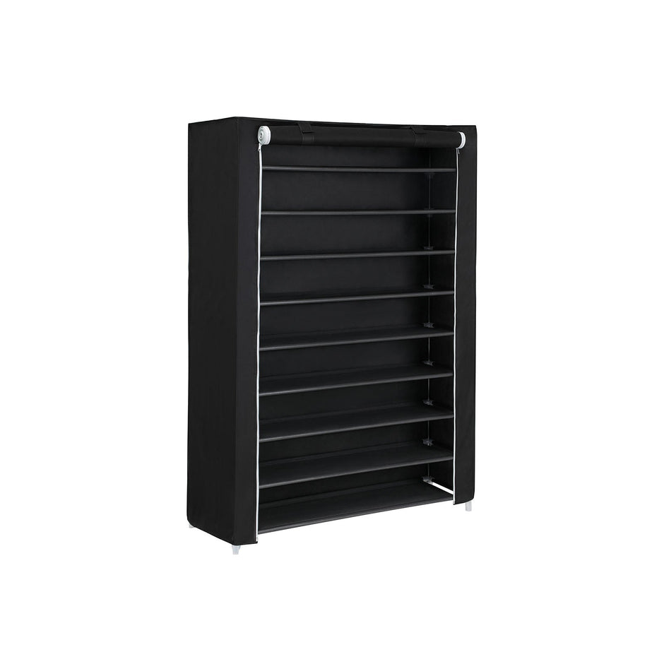 10-Tier Shoe Rack – Steel – Black – Free Standing Storage Organizer for Up to 54 Pairs