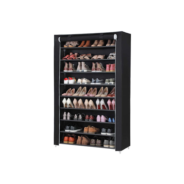 10-Tier Shoe Rack – Steel – Black – Free Standing Storage Organizer for Up to 54 Pairs