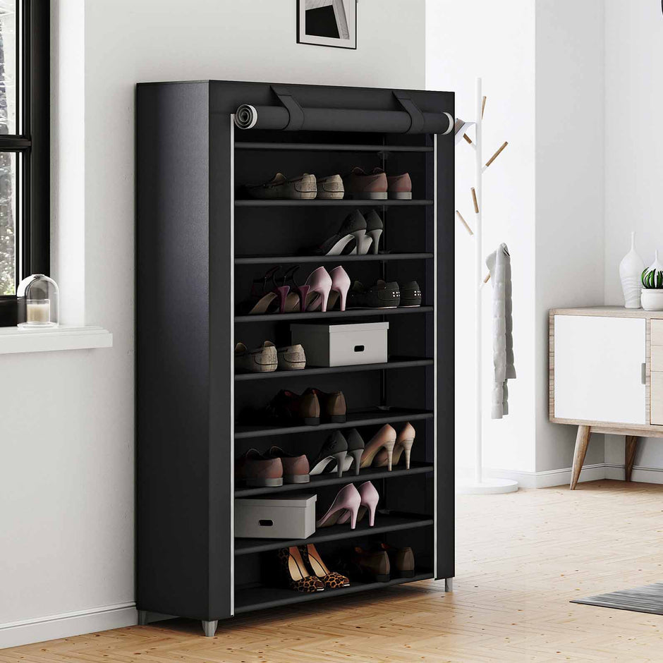 10-Tier Shoe Rack – Steel – Black – Free Standing Storage Organizer for Up to 54 Pairs