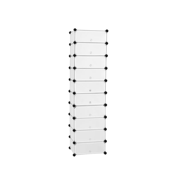 Cube Organizer – LPC – Semi-transparent White – 10-Tier Storage for 20 Pairs of Shoes