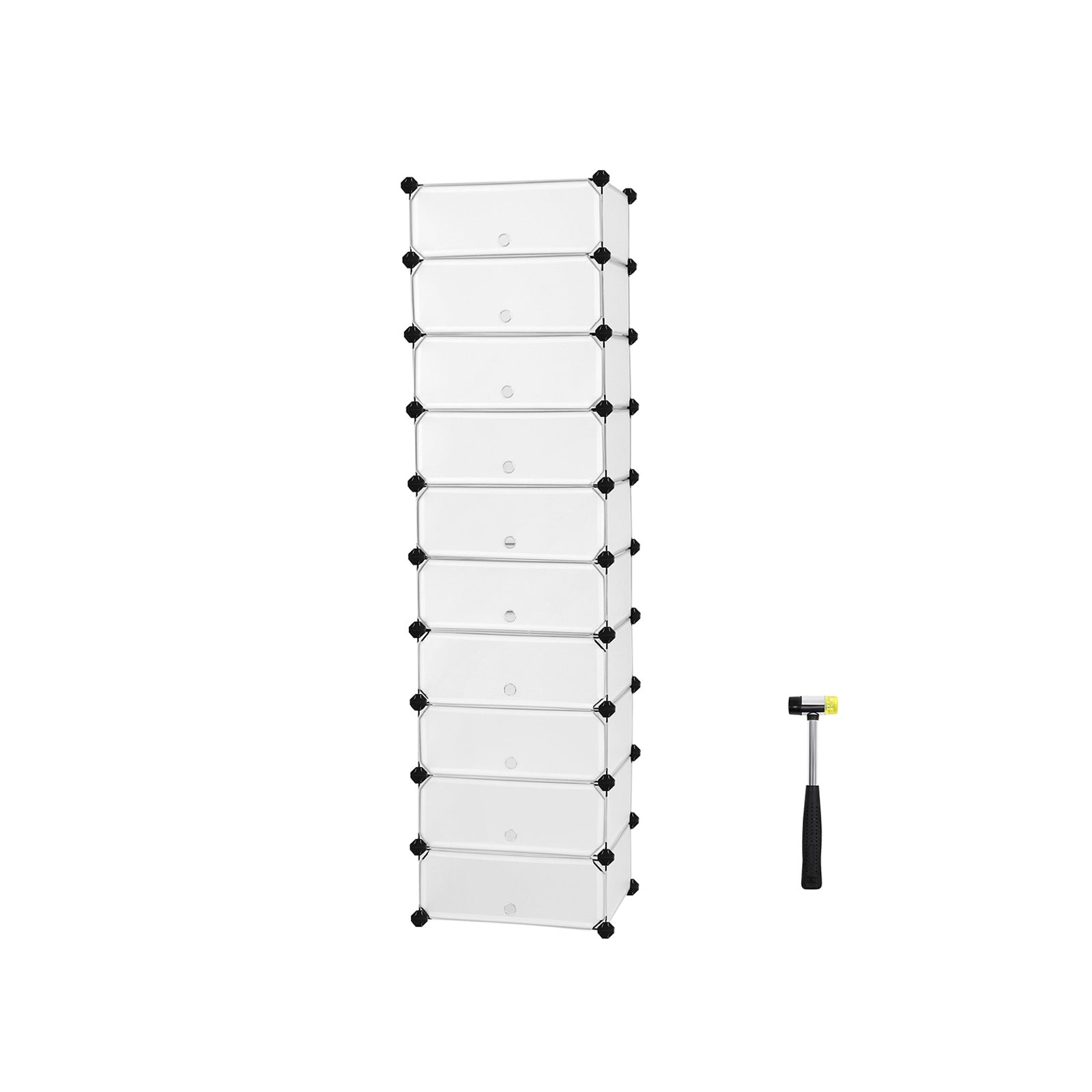 Cube Organizer – LPC – Semi-transparent White – 10-Tier Storage for 20 Pairs of Shoes