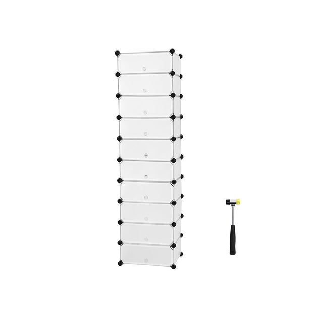 Cube Organizer – LPC – Semi-transparent White – 10-Tier Storage for 20 Pairs of Shoes