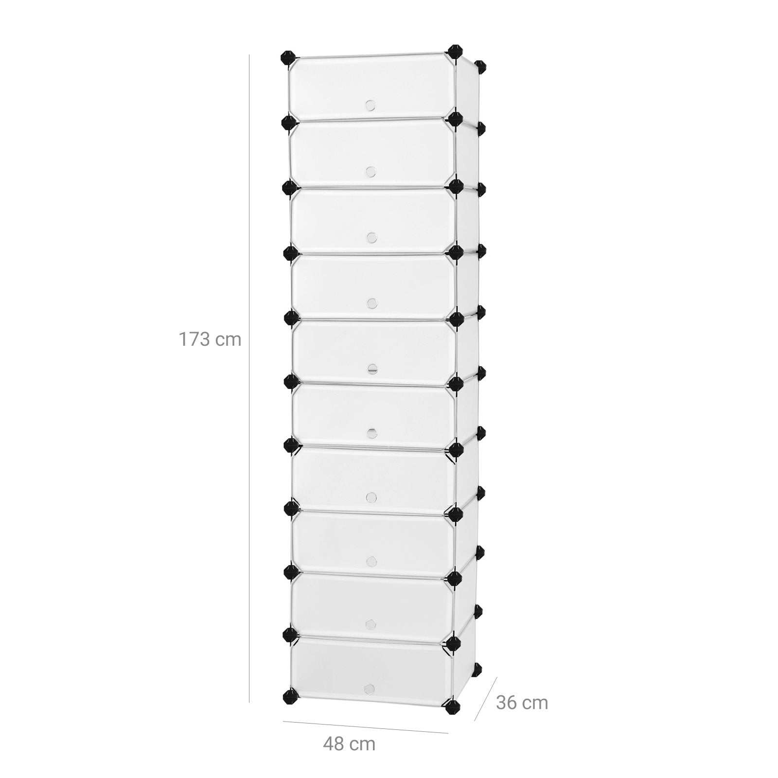 Cube Organizer – LPC – Semi-transparent White – 10-Tier Storage for 20 Pairs of Shoes