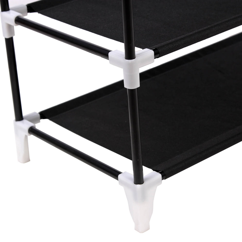 Shoe Rack – Fabric and Metal – Black – 10 Tiers for 27 Pairs of Shoes