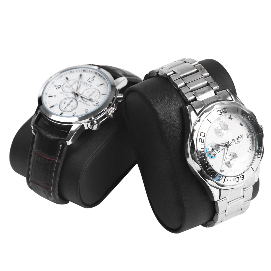 Large Watch Box – PU – Black – 12 Compartments with Glass Lid and Velvet Lining