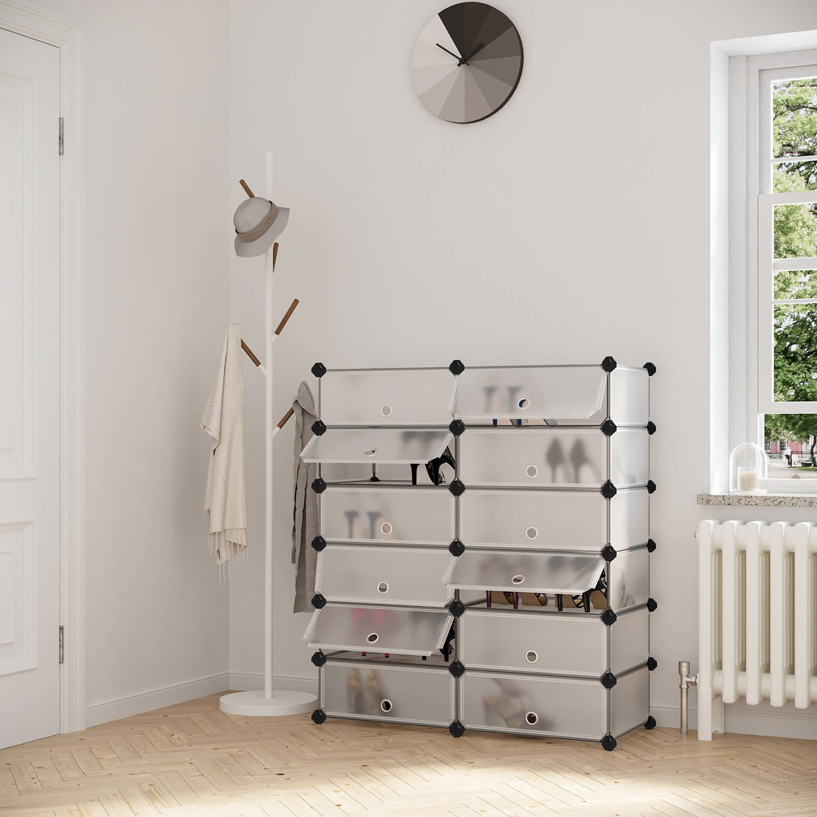 Interlocking Storage Unit – Wood – White – 12 Cube Design for Versatile Organization
