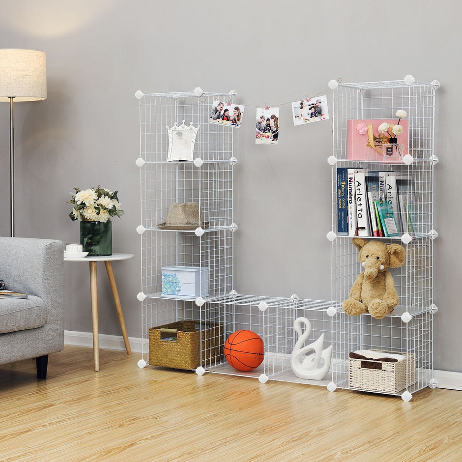 Storage Cube Unit – Metal Wire Mesh – Black – Interlocking Design with Large Capacity