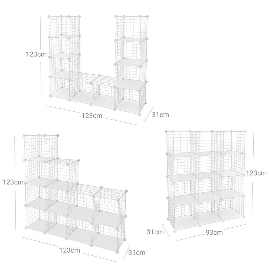 Storage Cube Unit – Metal Wire Mesh – Black – Interlocking Design with Large Capacity