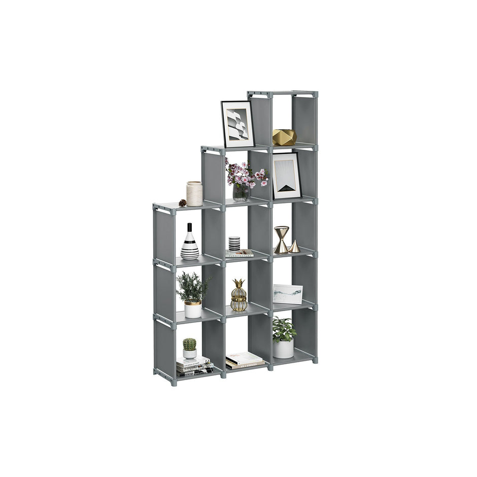 12-Cube Storage Shelf – MDF – Black – Versatile Closet Organizer with Bonus Rubber Mallet