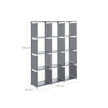 12-Cube Storage Shelf – MDF – Black – Versatile Closet Organizer with Bonus Rubber Mallet