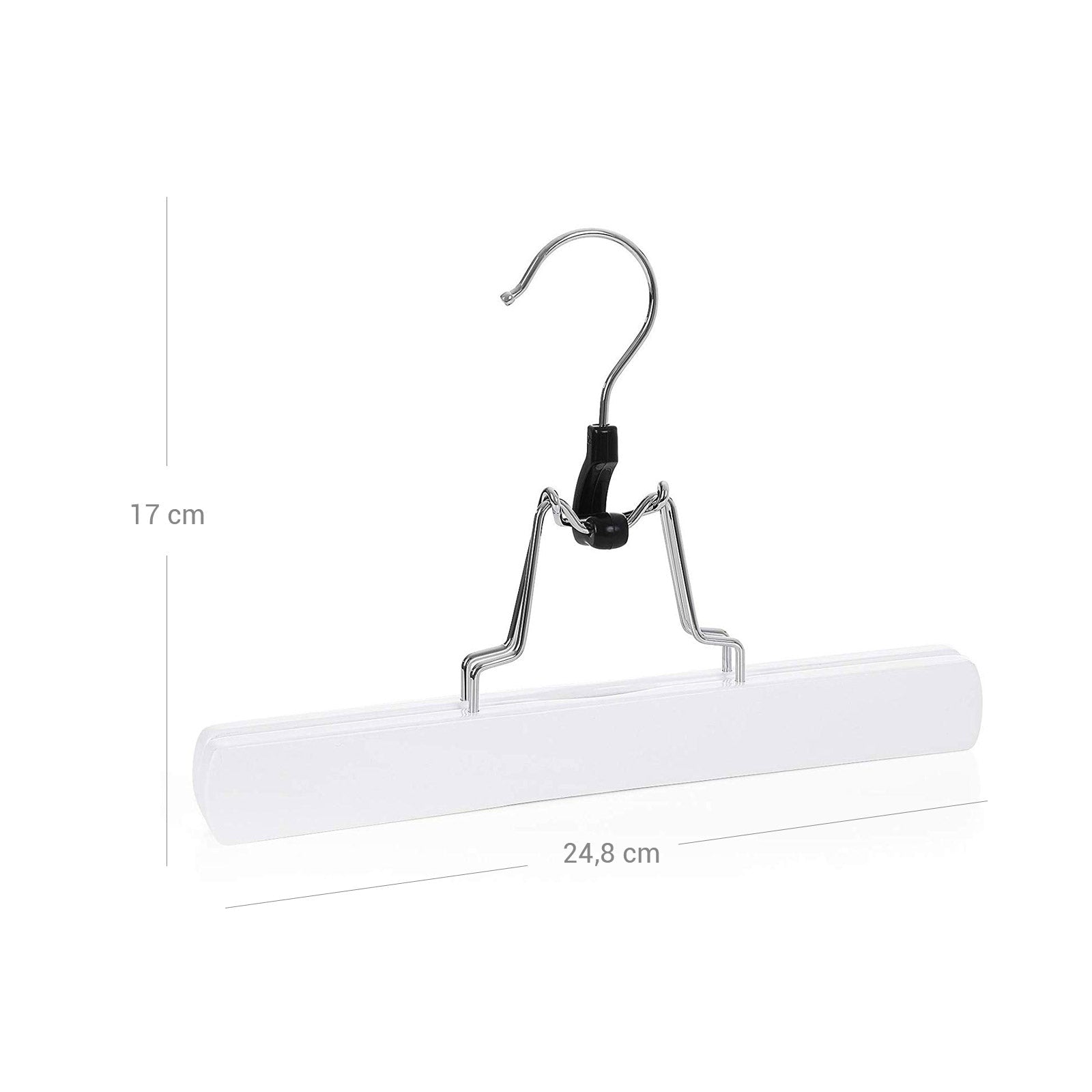 Wood Skirt Hangers – Wood – Dark Walnut – Non-Slip with Full-Width Clamp and Lock, Pack of 12
