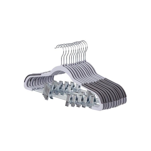 Trousers Hangers – Premium Quality Plastic – Grey – Non-slip Clips, Heavy Duty, Space-saving with 360° Swivel Hook