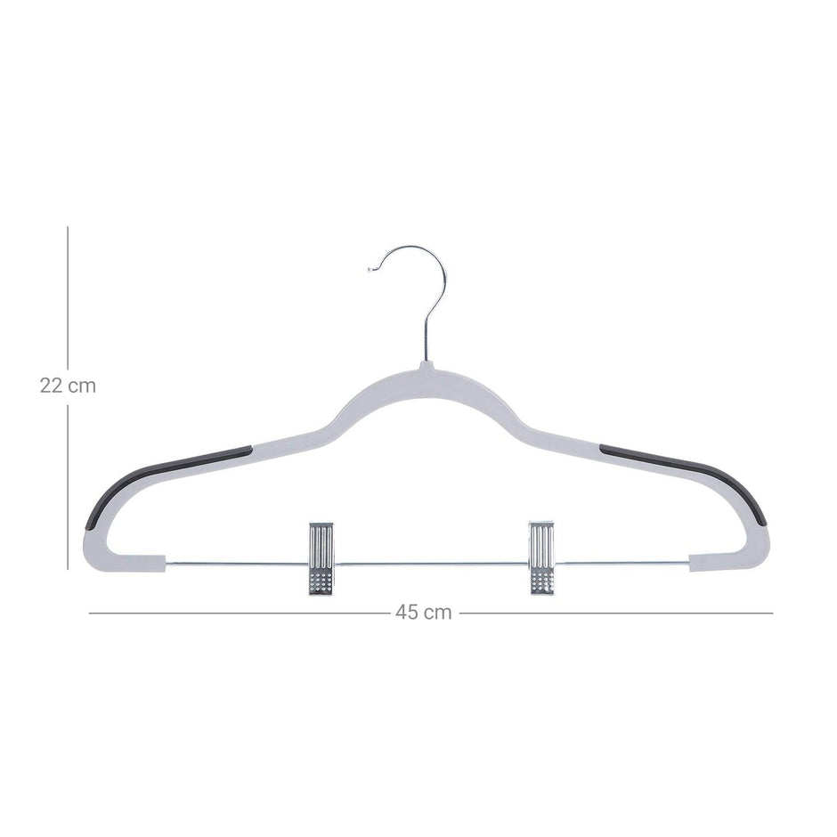 Trousers Hangers – Premium Quality Plastic – Grey – Non-slip Clips, Heavy Duty, Space-saving with 360° Swivel Hook