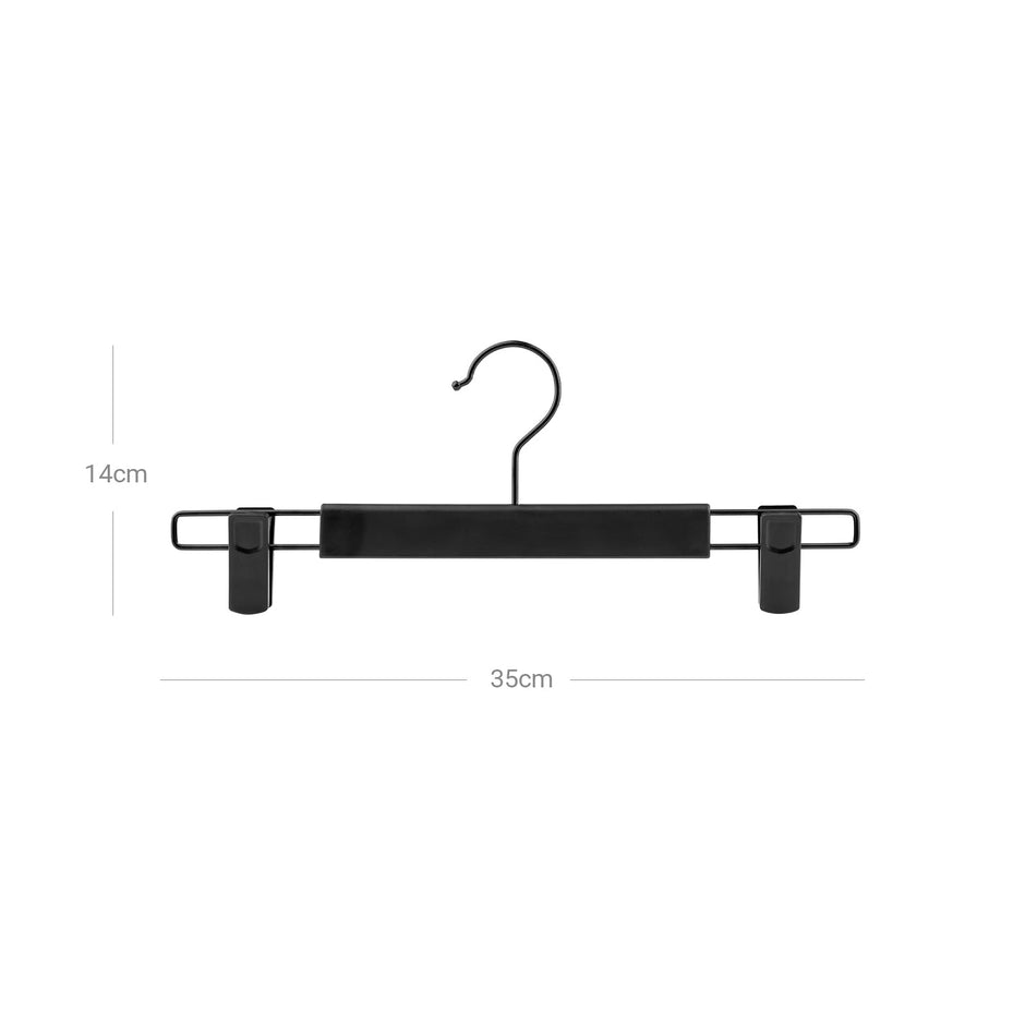Heavy-Duty Trousers Hangers – Durable Plastic – Black – 360° Swivel Hooks, Space Saving, 12 Pack