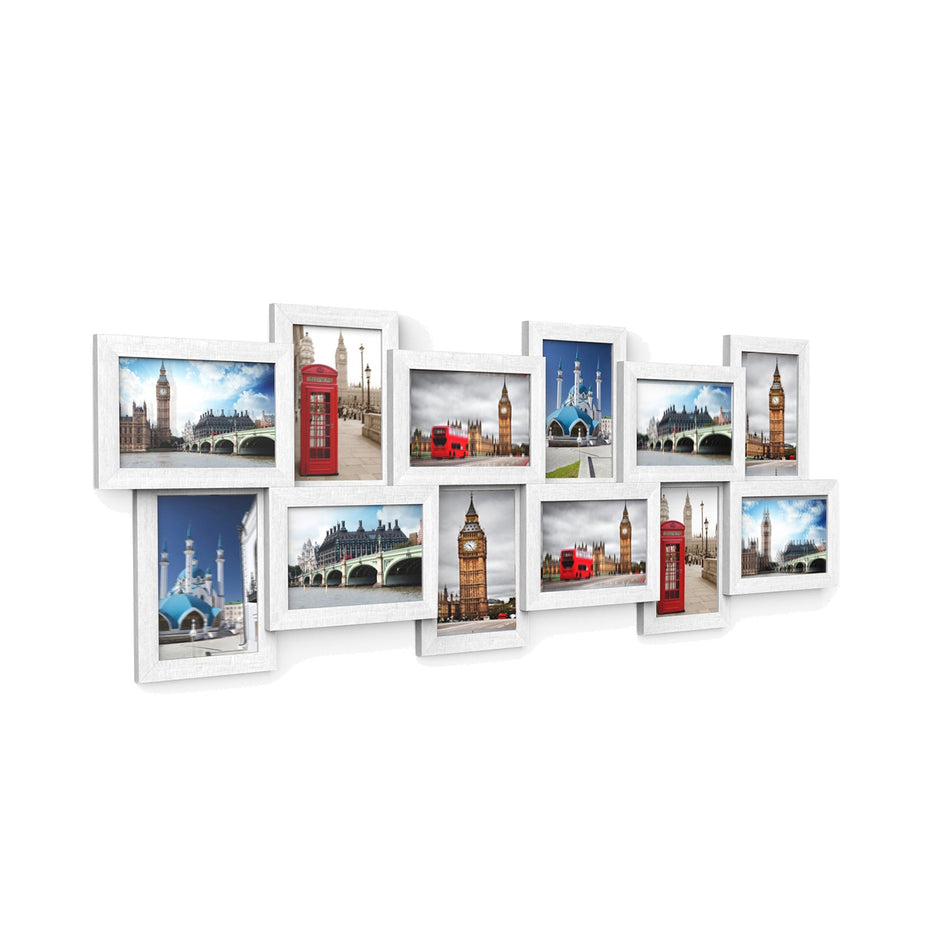 Photo Frame Collage – Wood – White – Holds 12 Photos (4