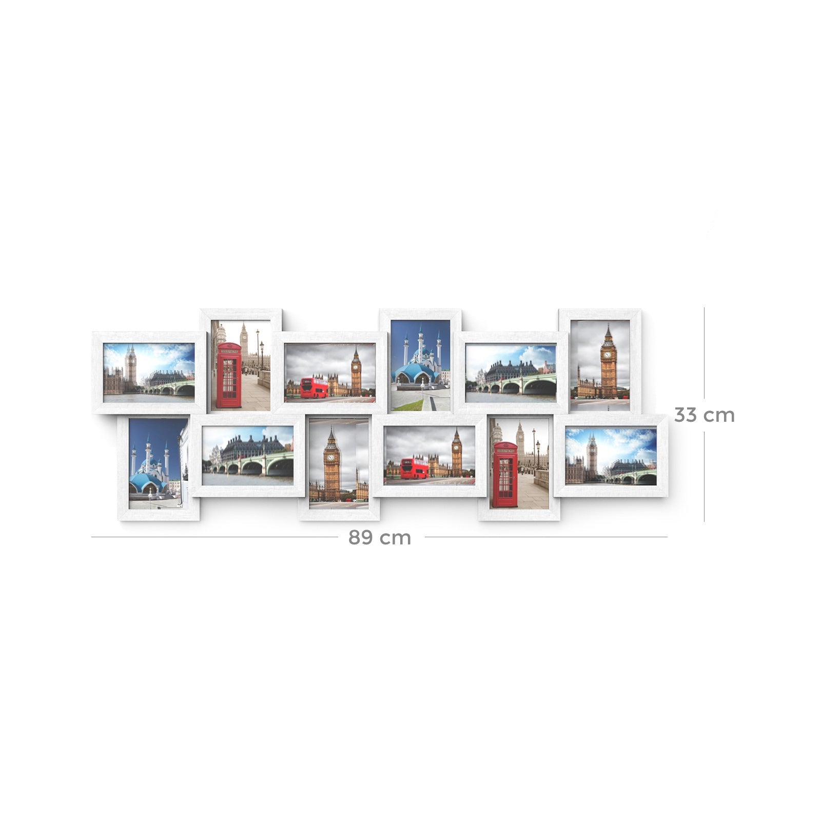 Photo Frame Collage – Wood – White – Holds 12 Photos (4