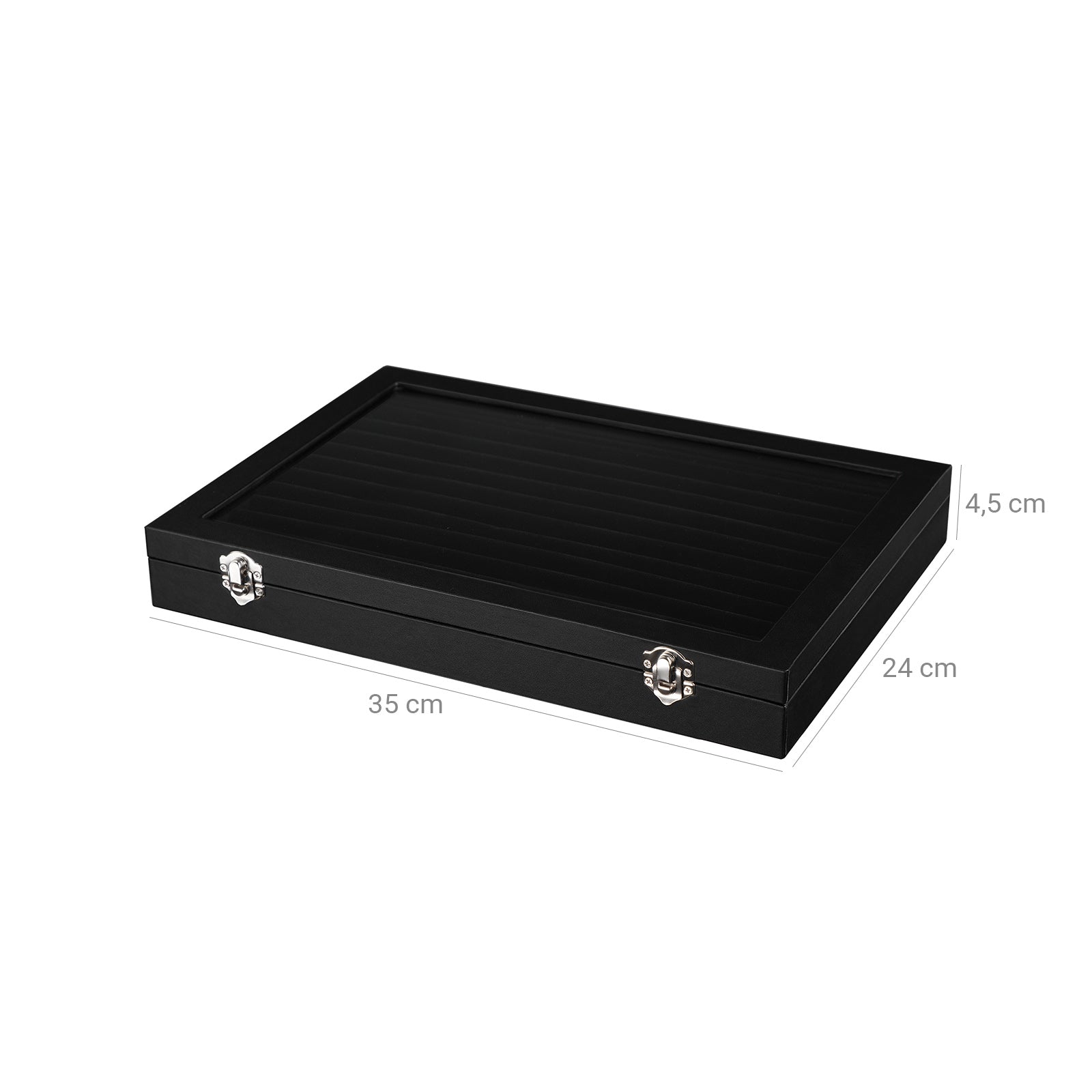Jewellery Box – Wood – Black – 12 Slots for Rings Display