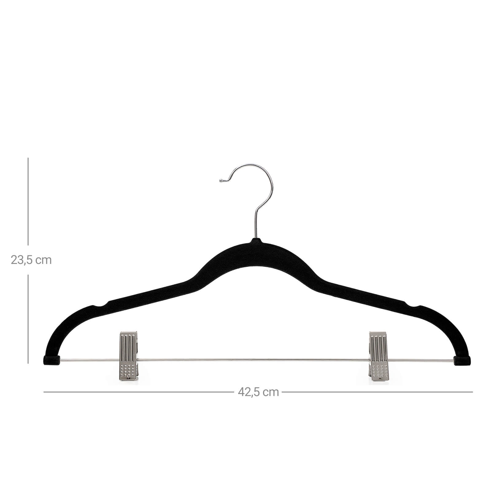 Velvet Trouser Hangers – Velvet – Grey – Non-Slip with Bar and Clips, 360 Rotating Hook