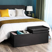 Folding Ottoman Bench – Fabric – White – Space-Saving Storage Chest with 120L Capacity