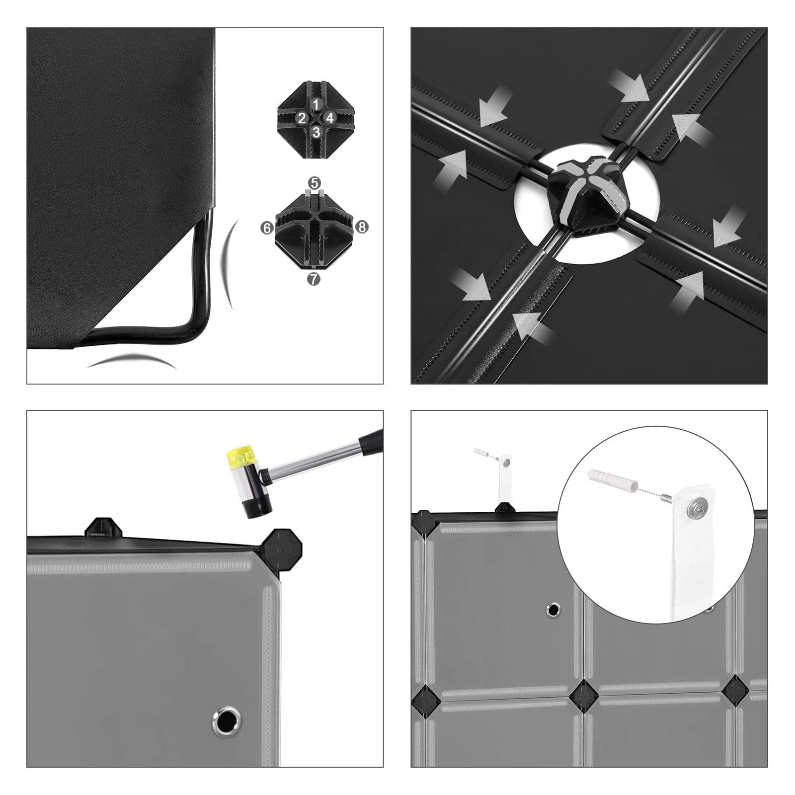 15-Cube Plastic Organizer – White – Easy Assembly – Versatile Storage for Clothes, Shoes, Toys, and Books