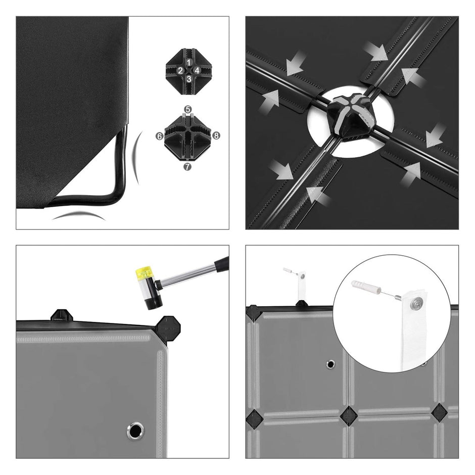 15-Cube Plastic Organizer – White – Easy Assembly – Versatile Storage for Clothes, Shoes, Toys, and Books