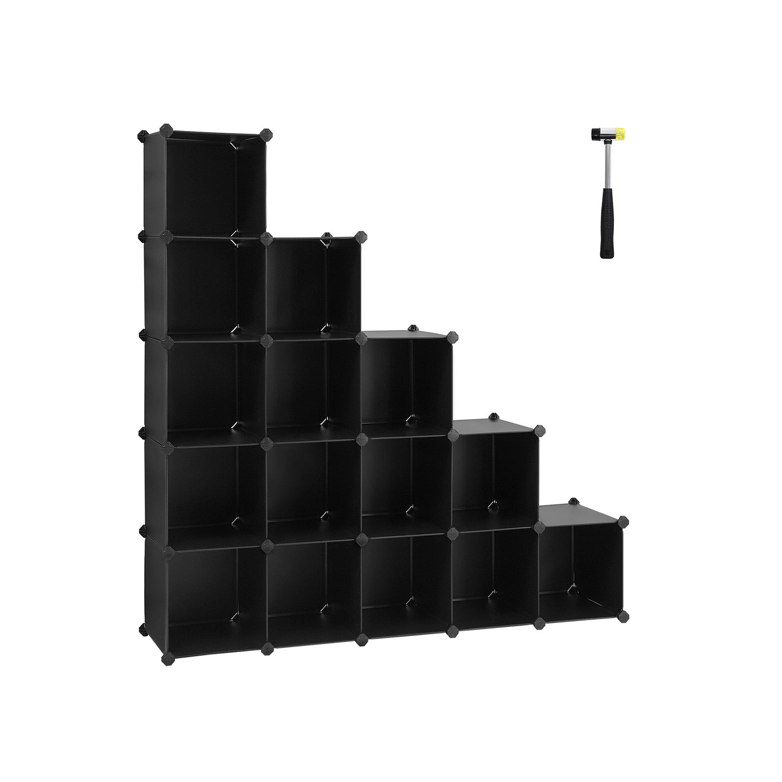 Modular Storage Unit – Plastic – Translucent White – 16 Cube Organizer for Shoes and Clothes
