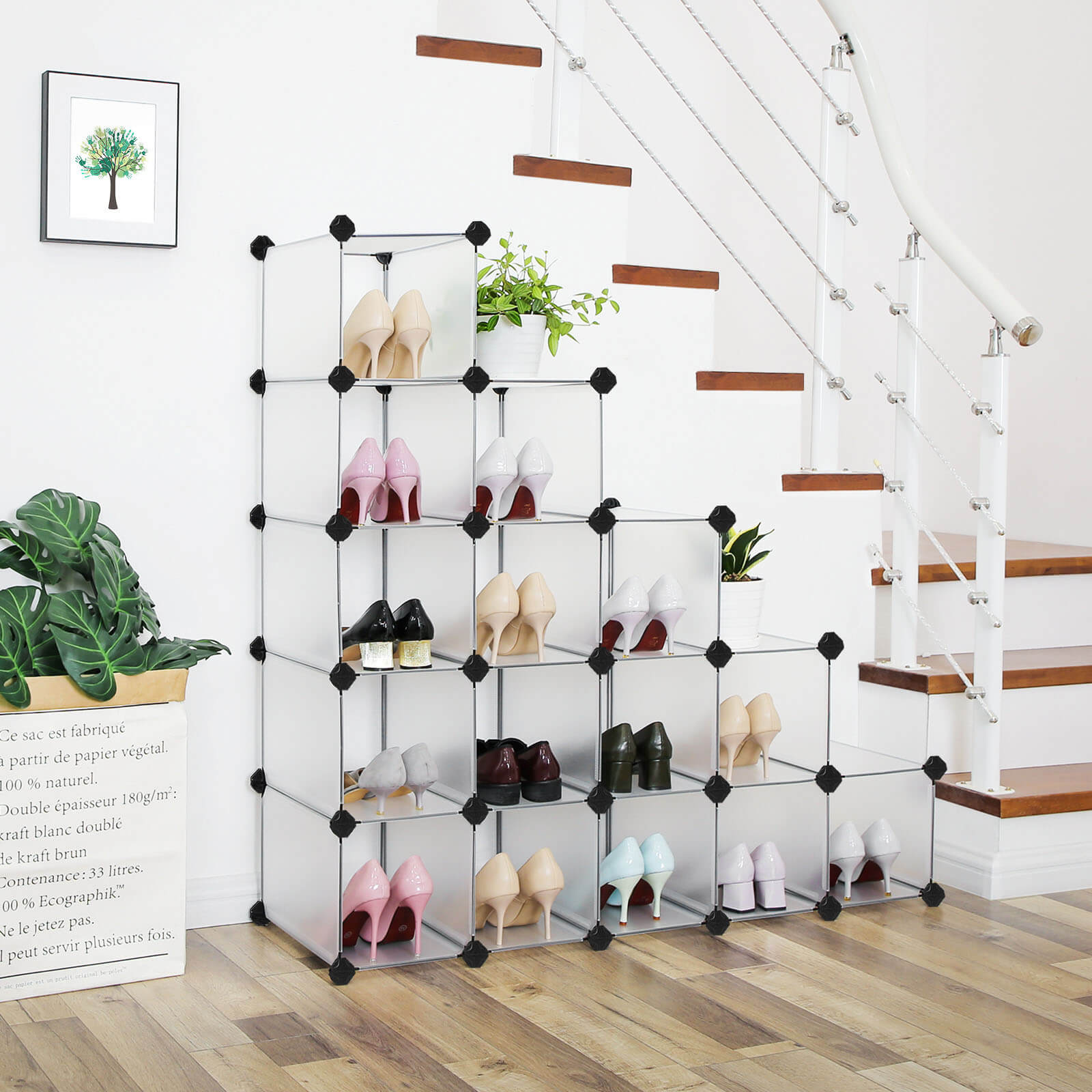 Cubes Storage Organiser – Plastic – Translucent White – Interlocking Modular Design