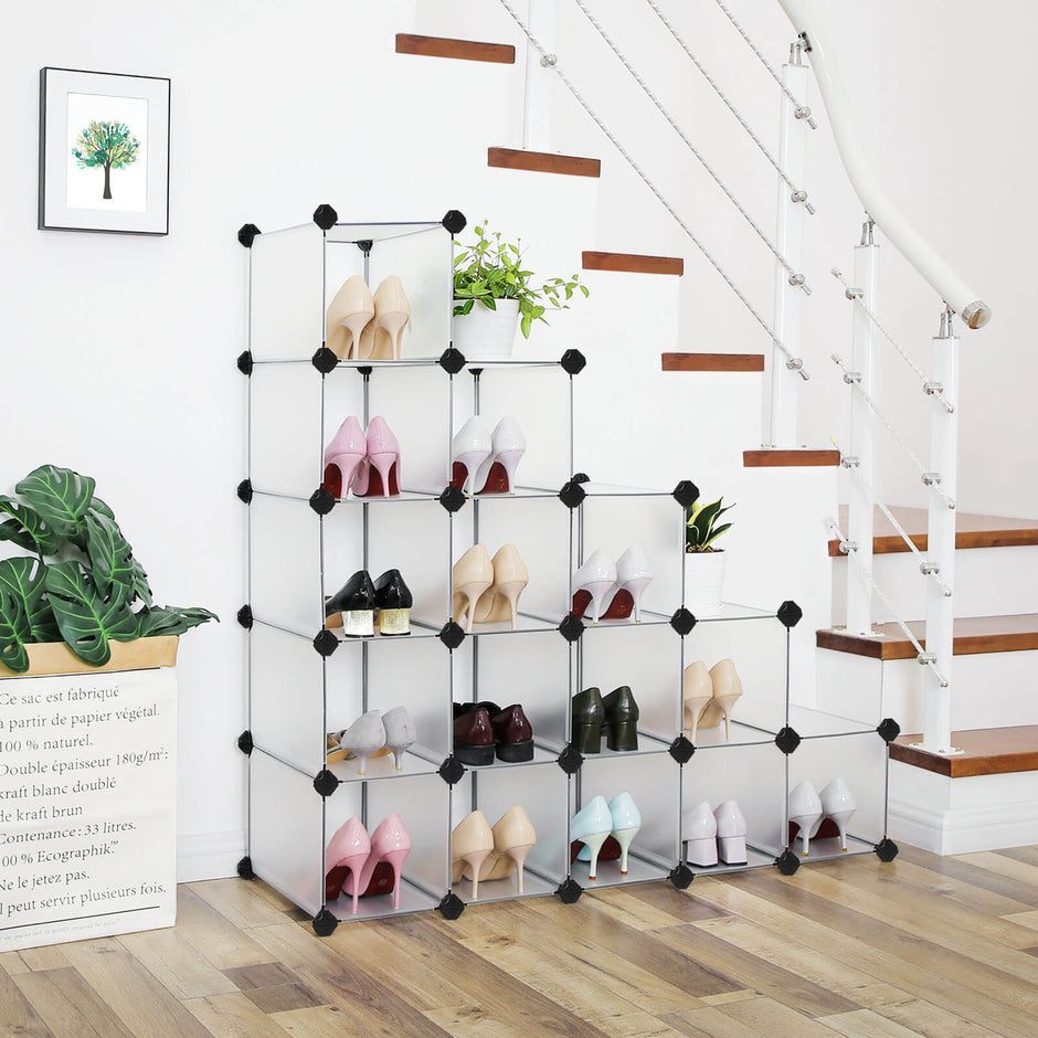 Cubes Storage Organiser – Plastic – Translucent White – Interlocking Modular Design
